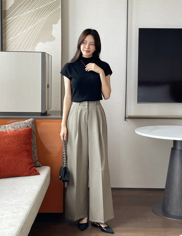 Cento Two-Pin Tuck Wide Straight Slacks